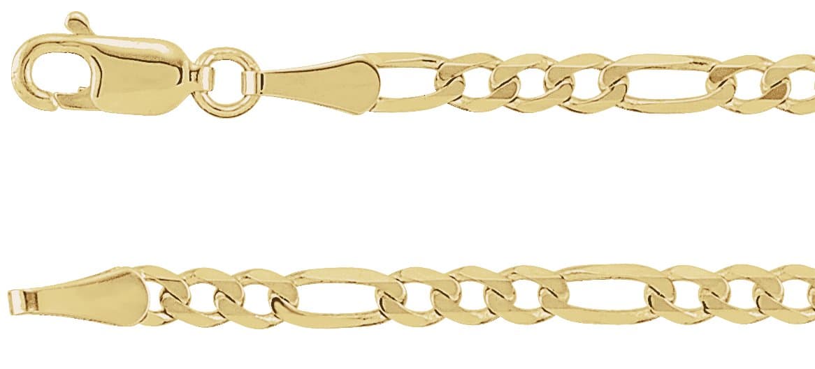 14K Yellow 3 mm Figaro 7" Chain