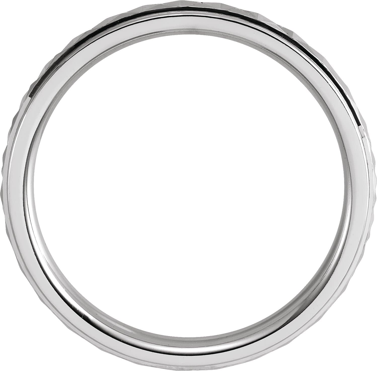 Stepped-Edge Geometric Half Round Band with Matte Finish view 2