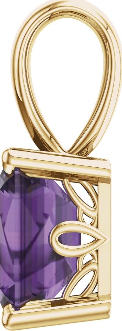14K Yellow Natural Amethyst Pendant view 2