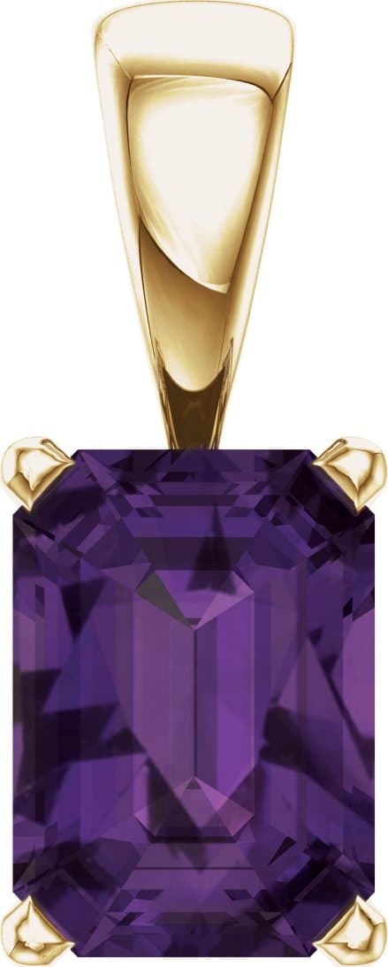 14K Yellow Natural Amethyst Pendant