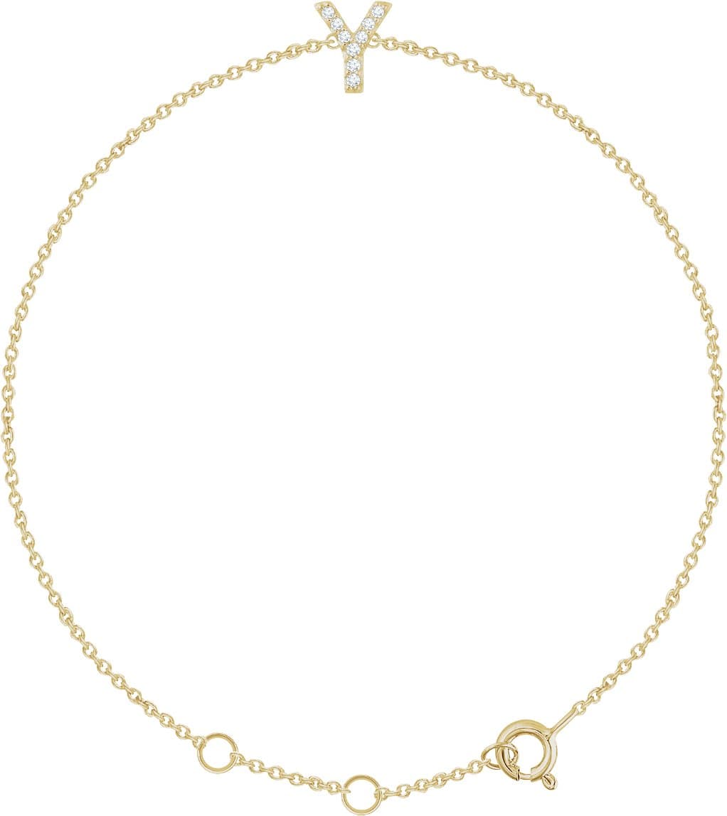 14K White .04 CTW Natural Diamond Initial C 6-7" Bracelet
