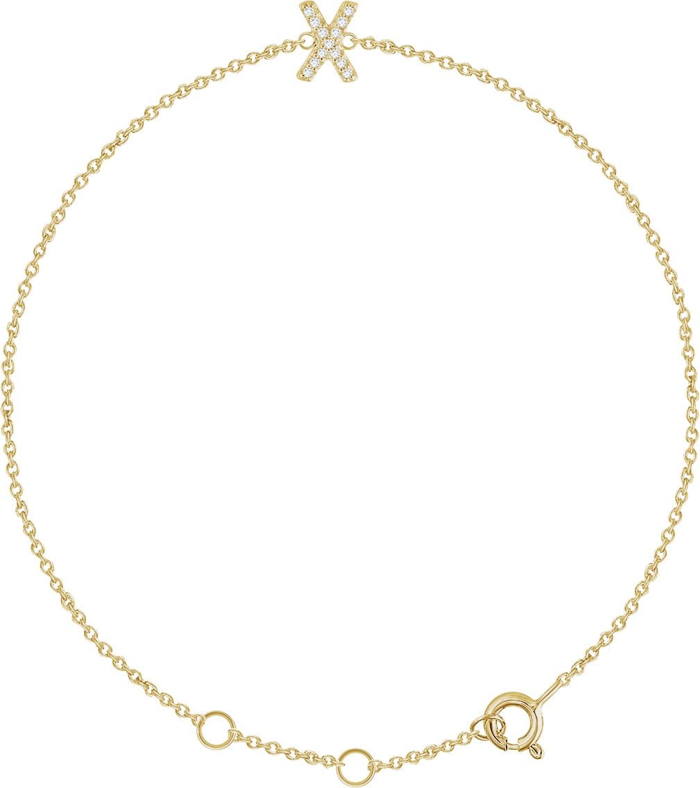 14K White .04 CTW Natural Diamond Initial C 6-7" Bracelet