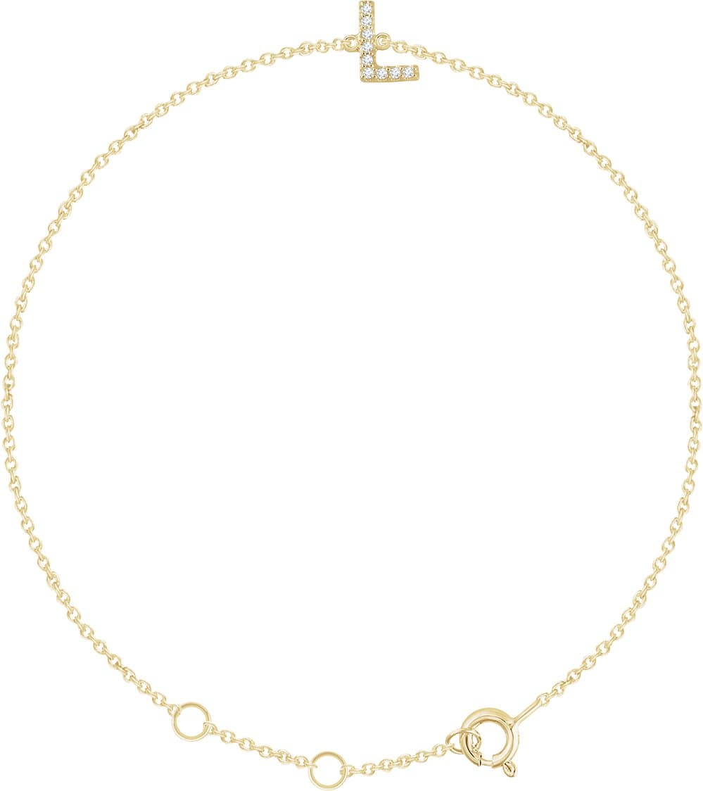 14K White .04 CTW Natural Diamond Initial C 6-7" Bracelet