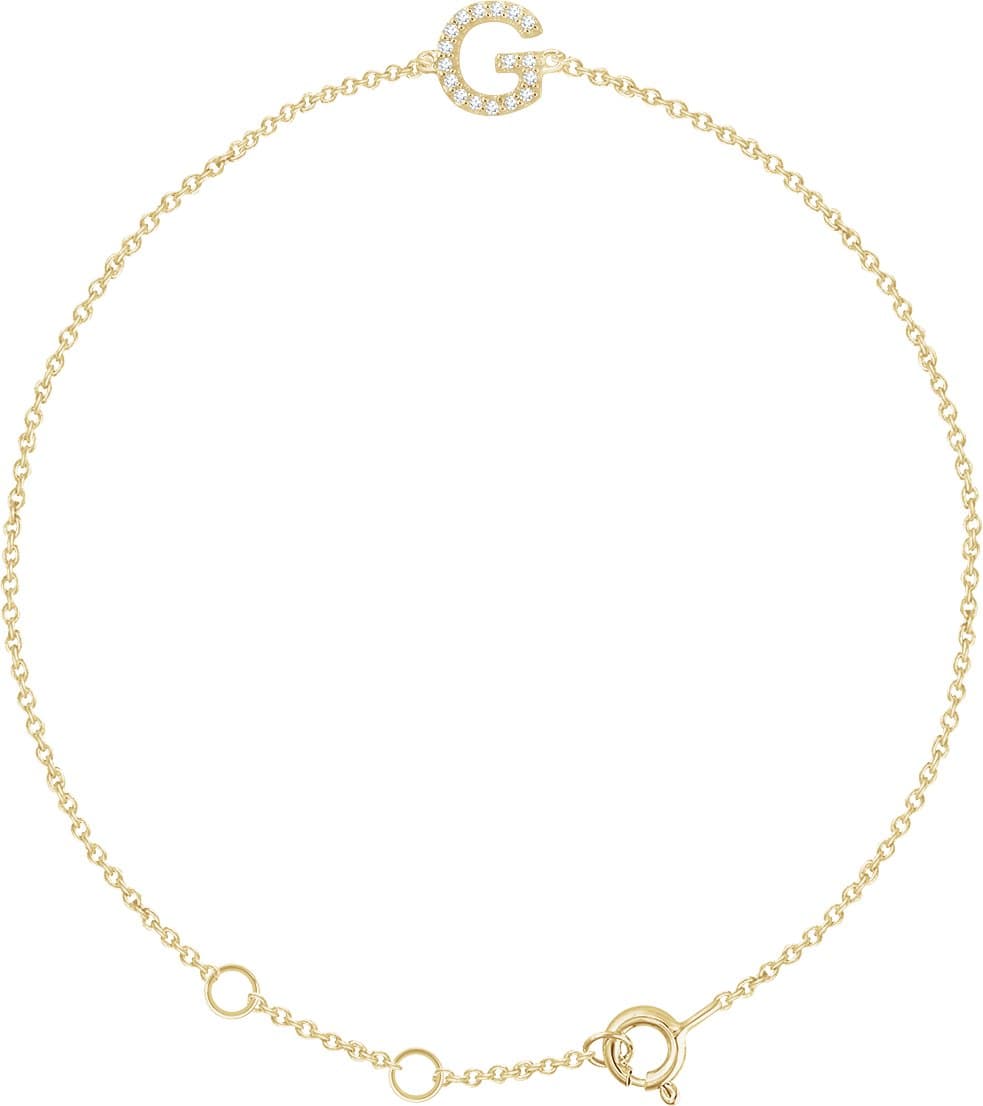 14K Rose .04 CTW Natural Diamond Initial L 6-7" Bracelet
