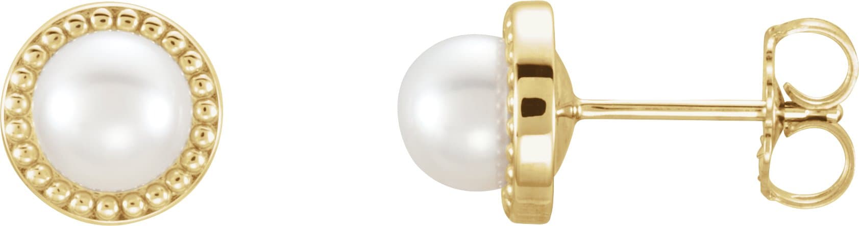 14K Rose 5.5-6 mm Cultured White Freshwater Pearl Earrings