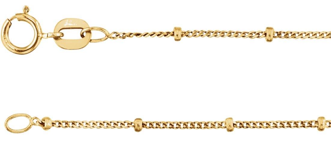 14K Rose 1 mm Beaded Curb 16 Chain