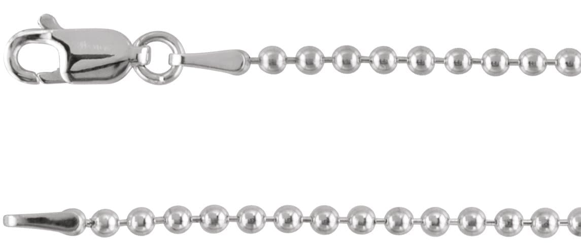 14K White 2 mm Hollow Bead 16 Chain