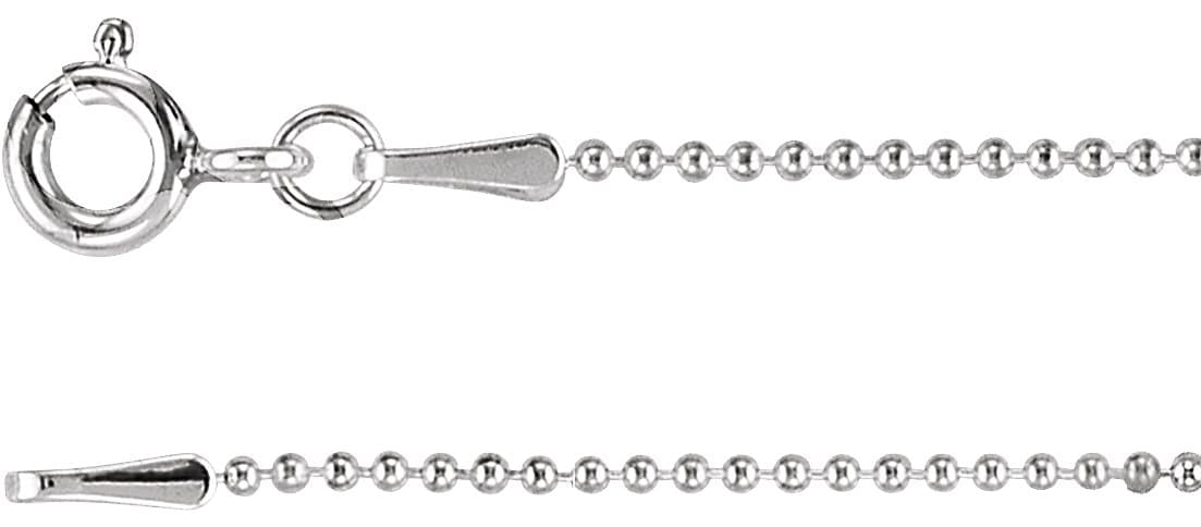 Sterling Silver 1 mm Hollow Bead 7" Chain