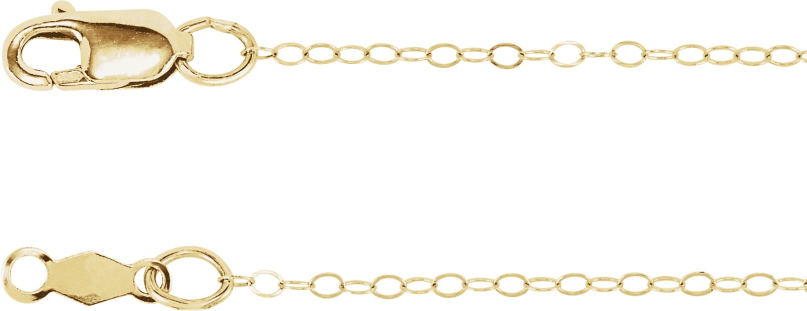 14K White 1 mm Flat Cable 20 Chain