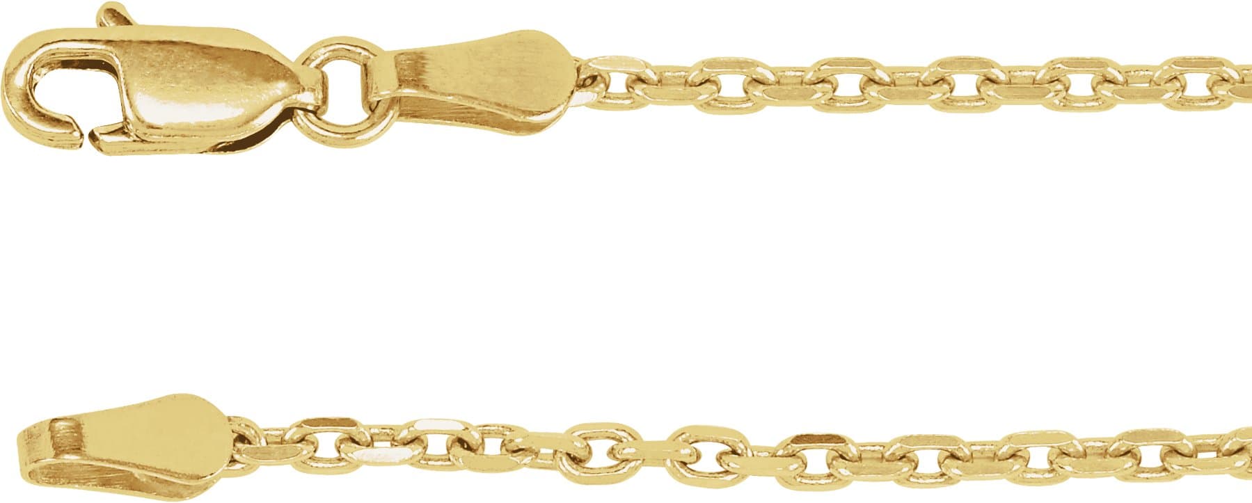 14K White 2 mm Diamond-Cut Cable 7" Chain