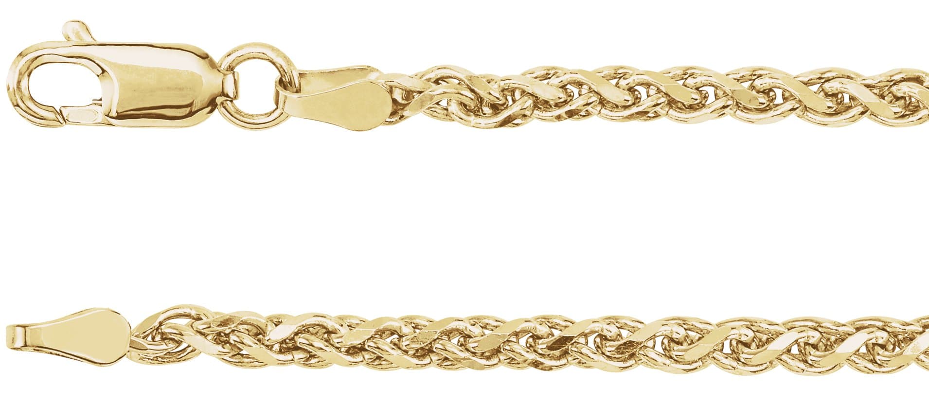 14K White 2.75 mm Diamond-Cut Wheat 16 Chain
