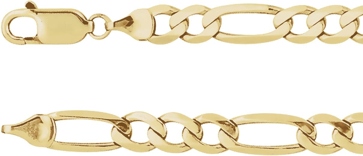 14K Yellow 5.5 mm Figaro 7" Chain