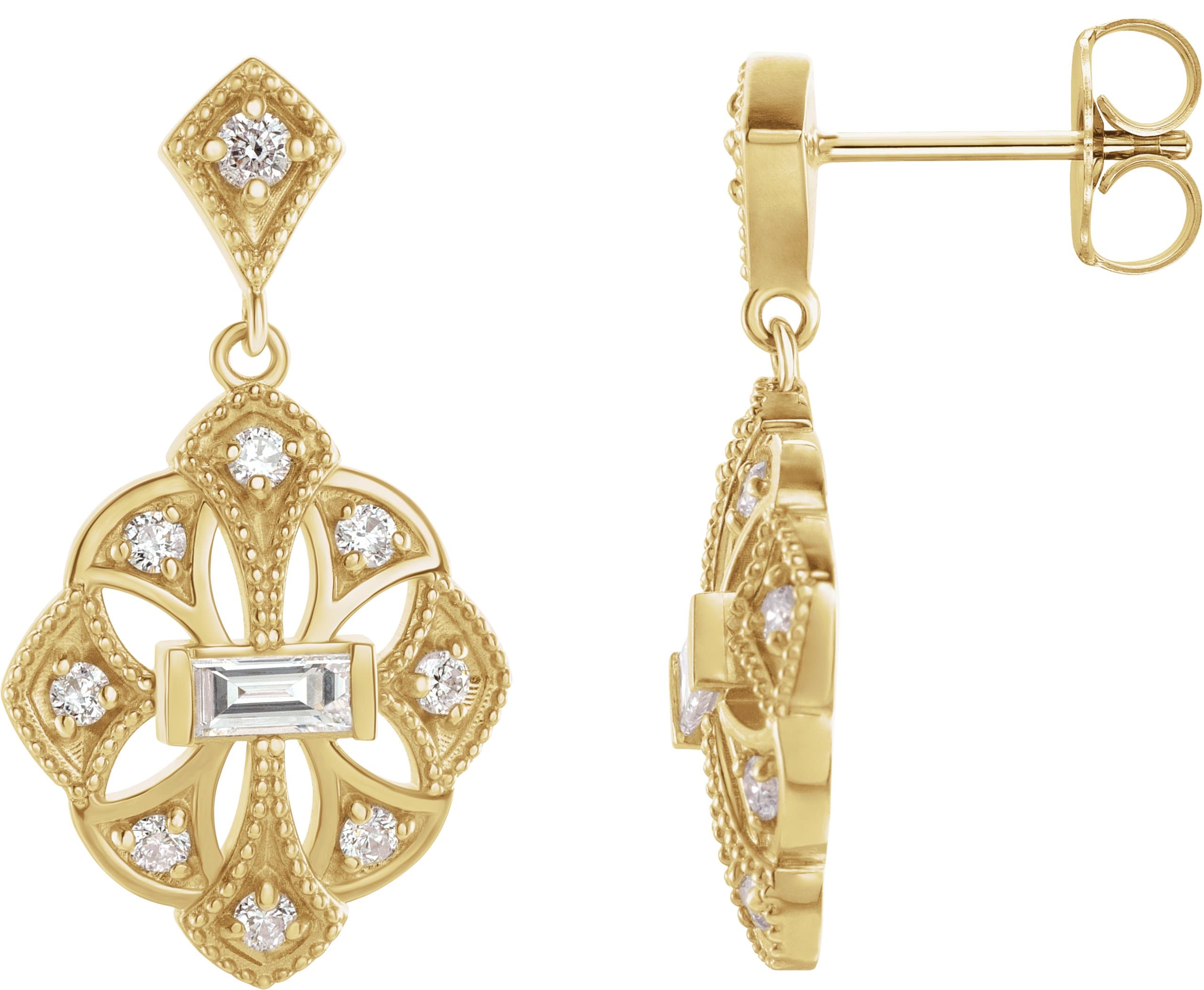 14K Rose 3/8 CTW Natural Diamond Vintage-Inspired Earrings