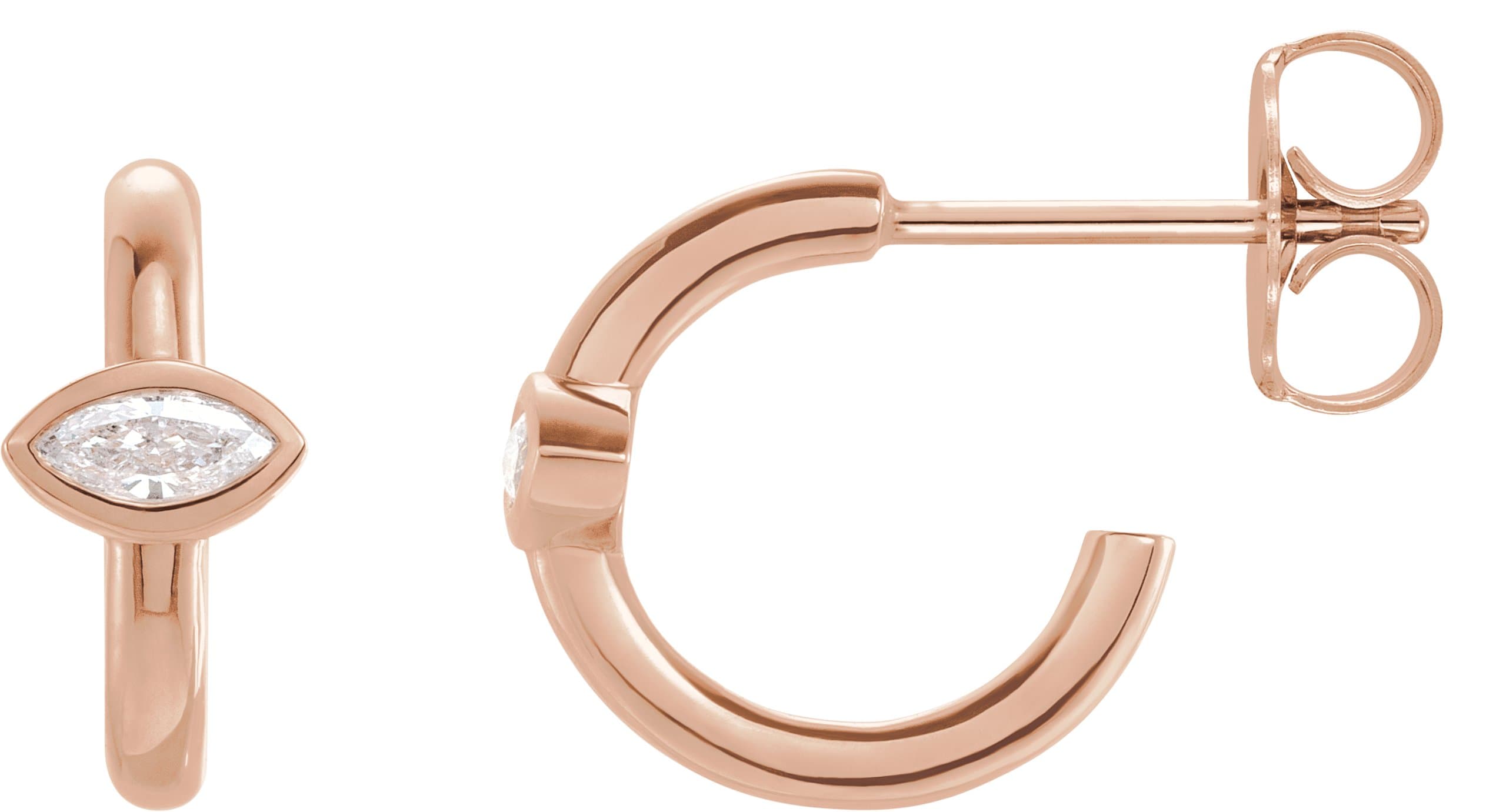 14K Rose 1/5 CTW Natural Diamond Huggie Hoop Earrings