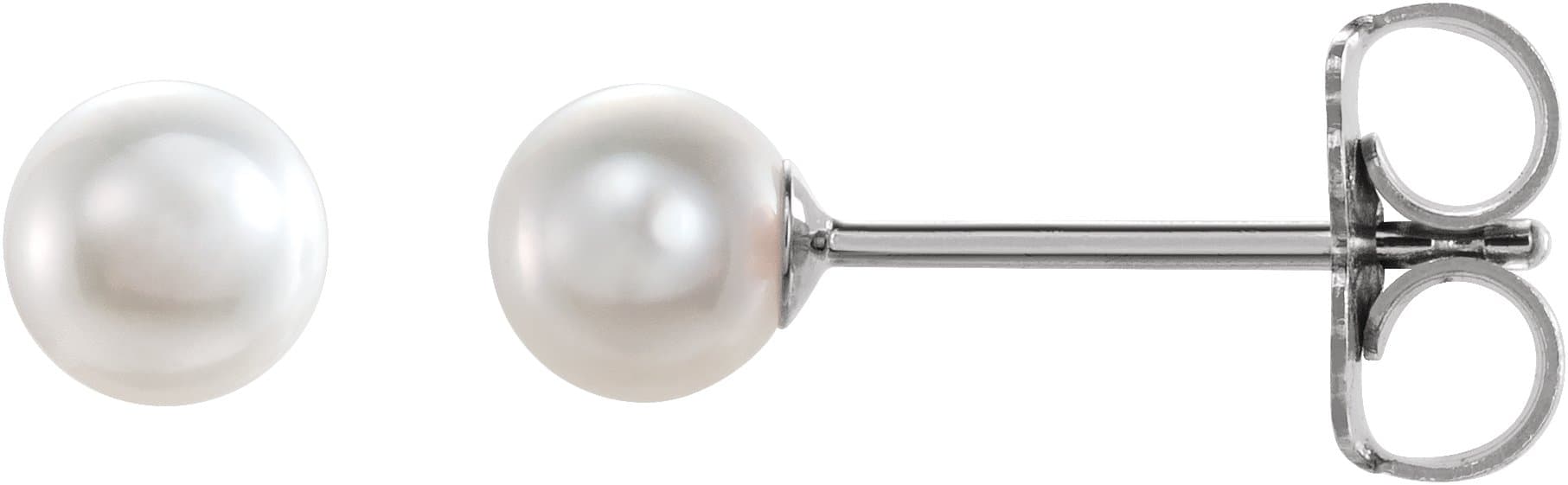 14K Rose Cultured White Akoya Pearl Earrings