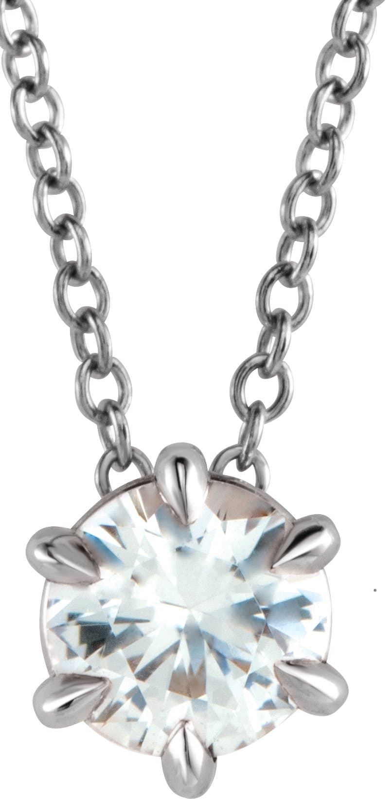 14K White Gold 1/4 CT Natural Diamond Solitaire 16-18" Necklace