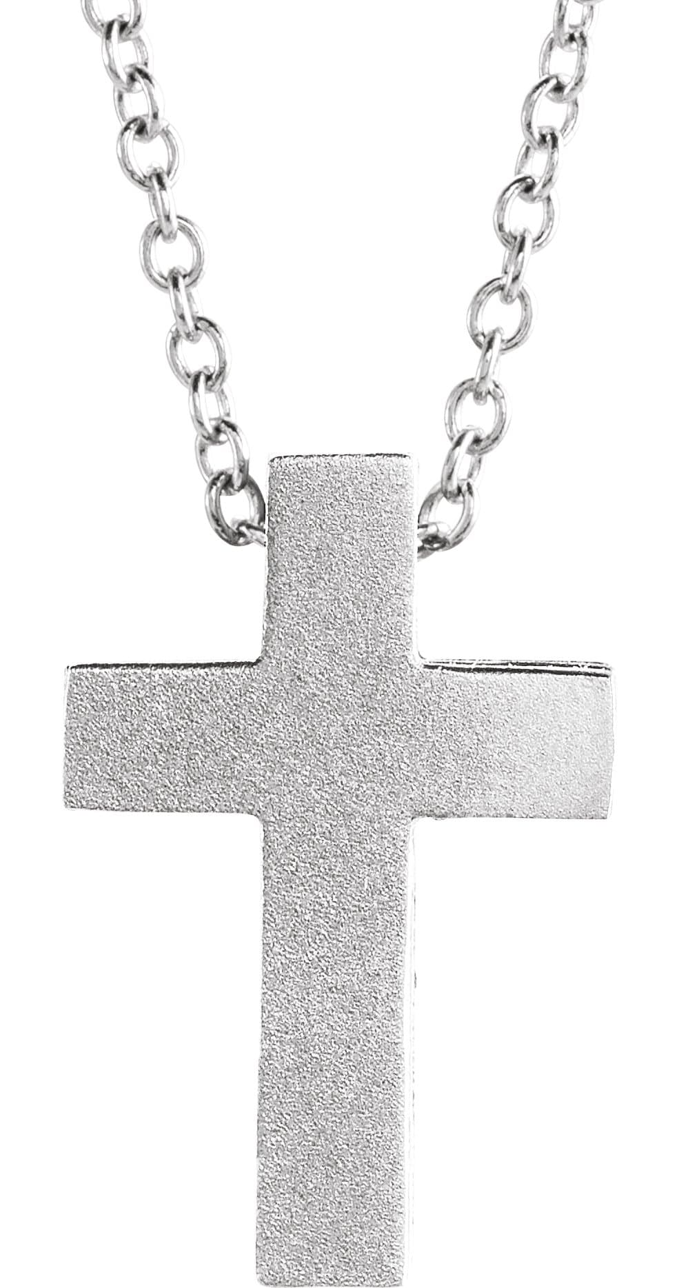 Platinum Scroll Cross 16-18 Necklace