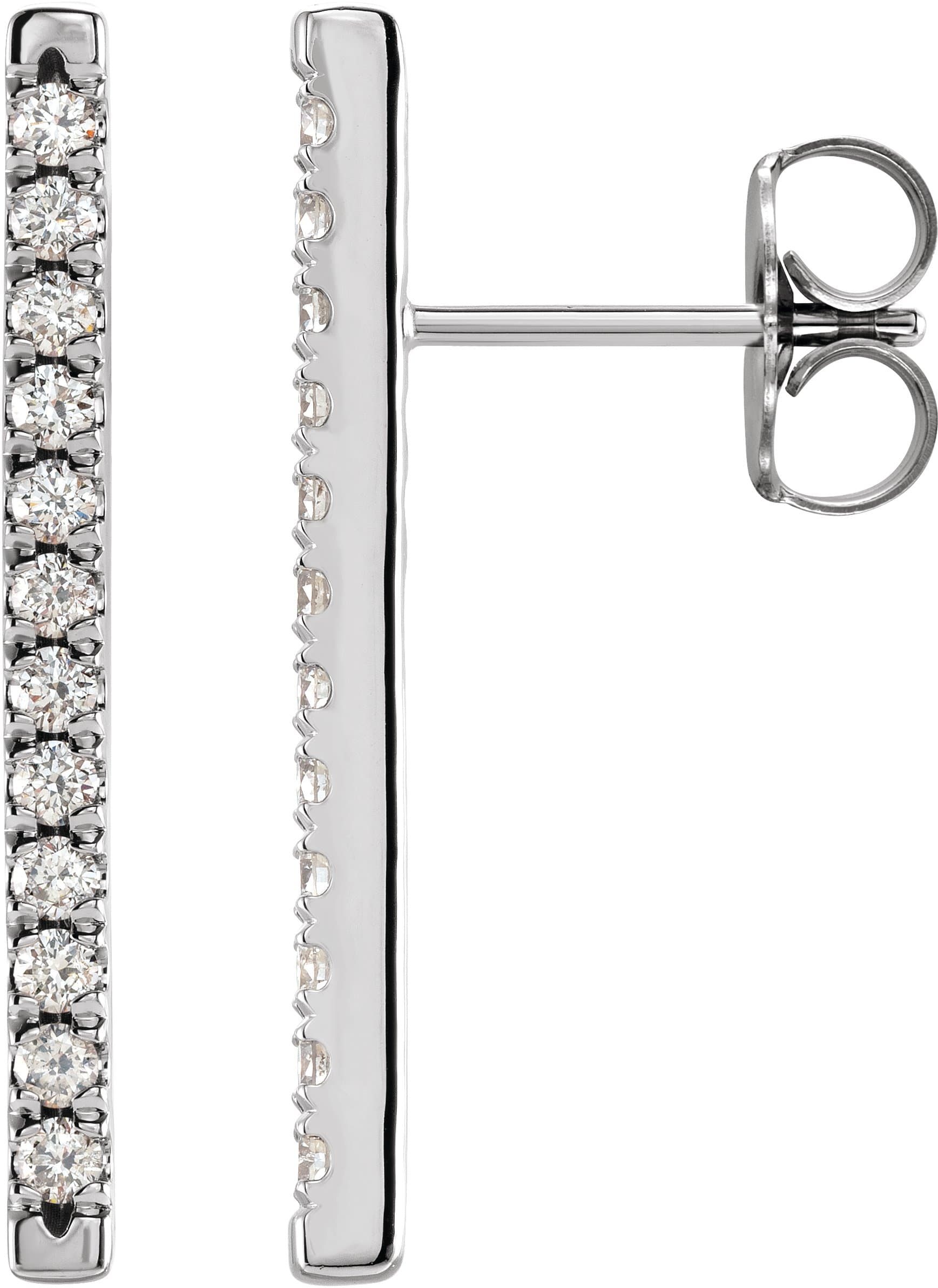 14K Rose 1/3 CTW Natural Diamond French-Set Bar Earrings
