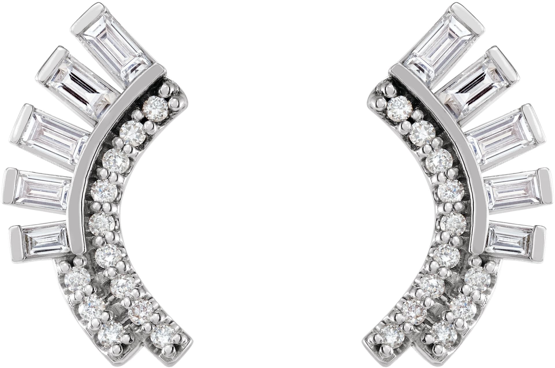 Baguette Accented Fan Earrings view 2