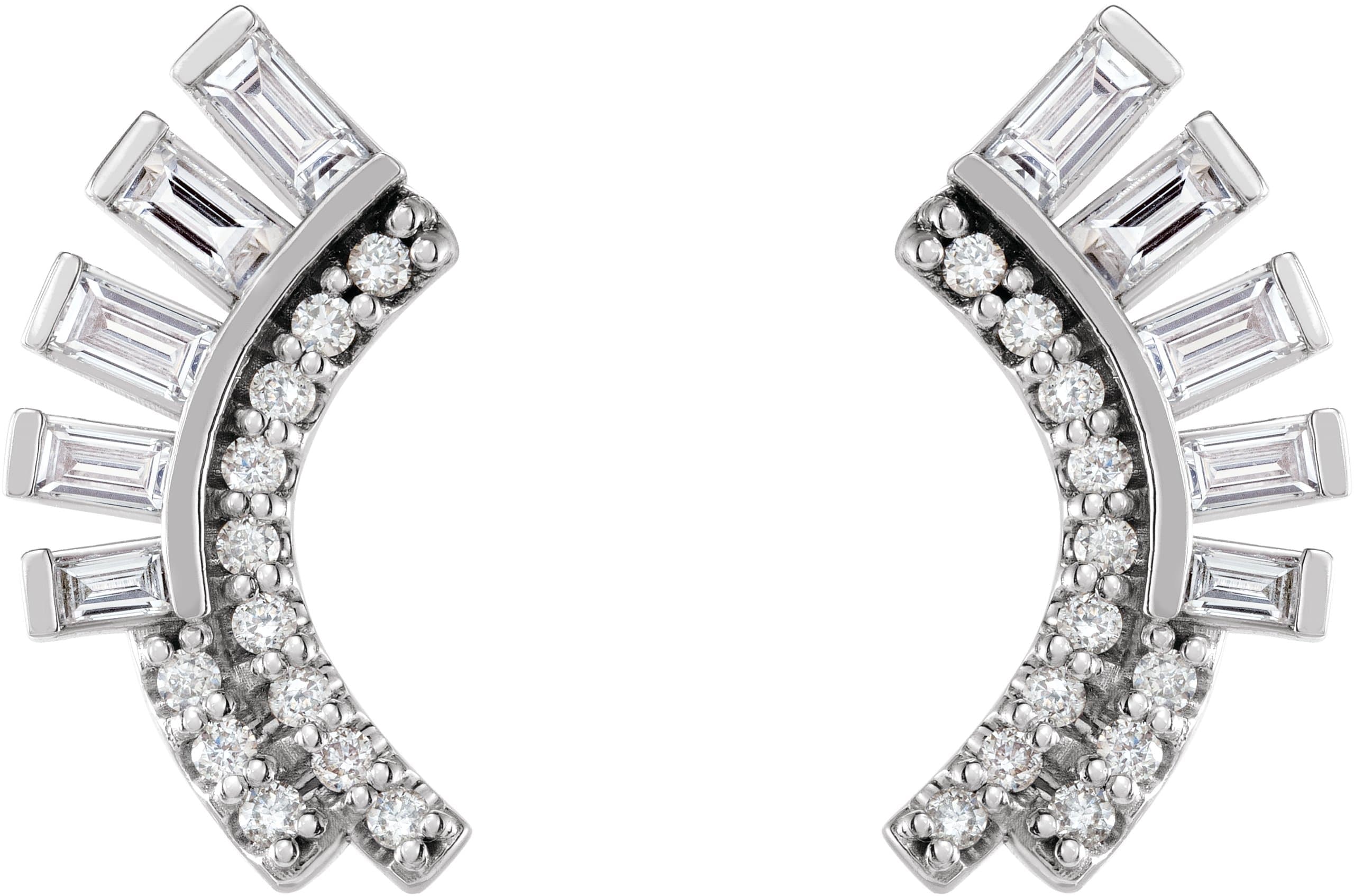 Baguette Accented Fan Earrings view 2