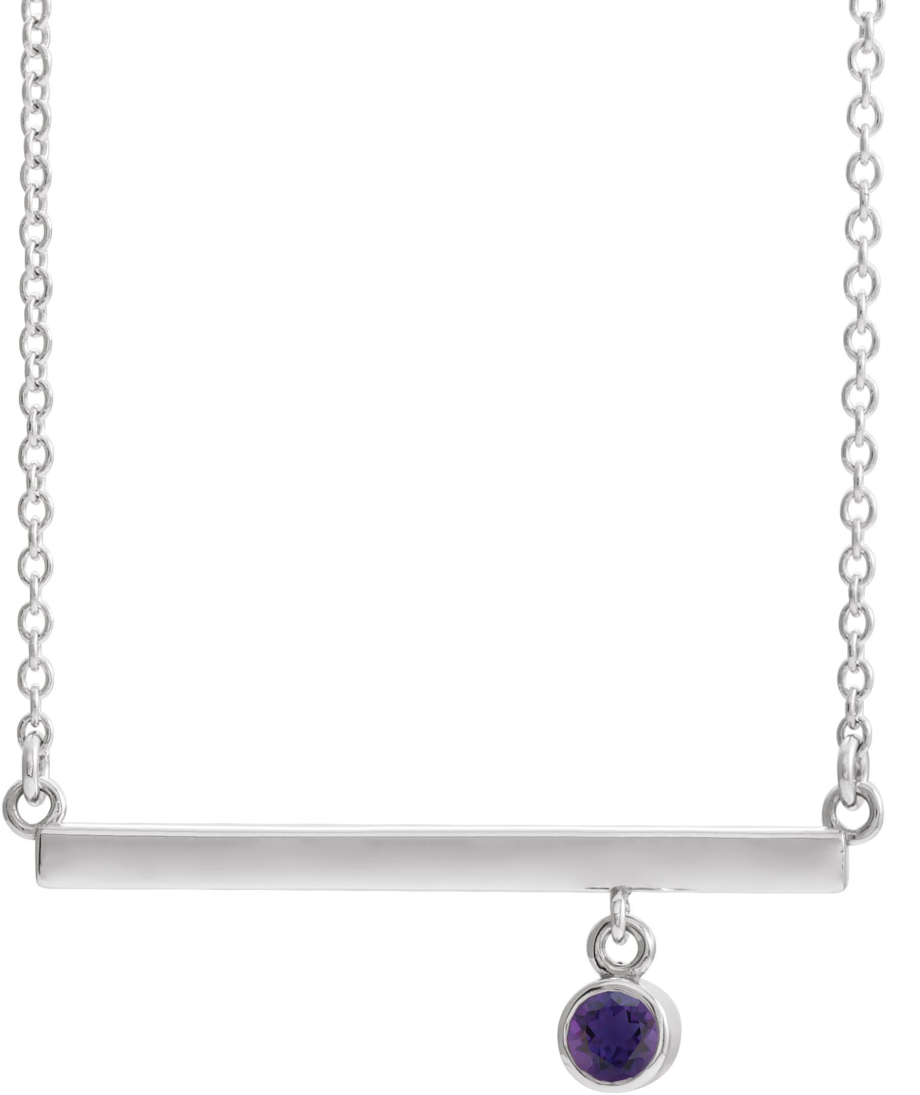 14K Rose Lab-Grown Alexandrite Bezel-Set Bar 18 Necklace