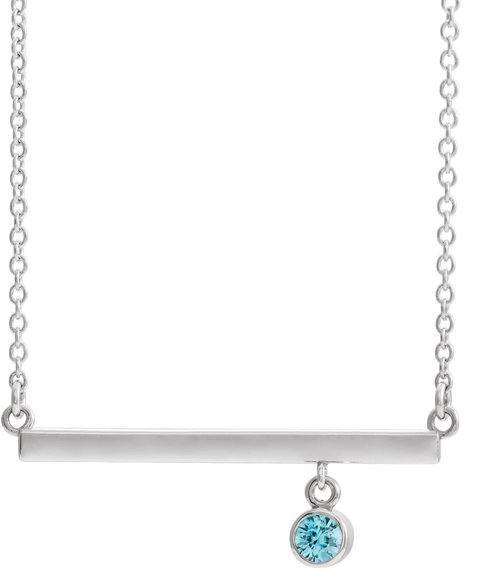 14K White Gold 1/10 CTW Natural Diamond Bezel-Set 18" Bar Necklace
