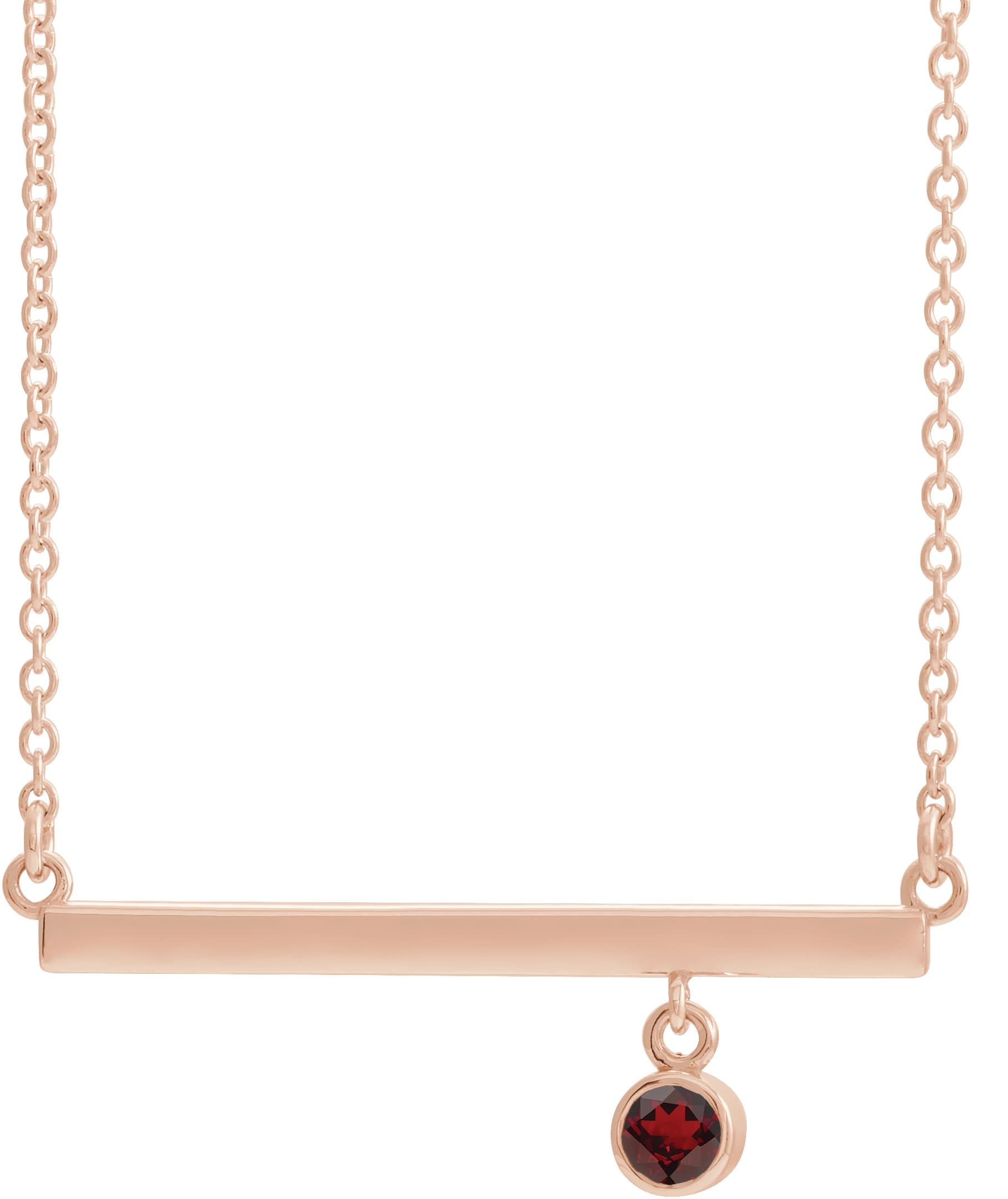 14K Rose Lab-Grown Alexandrite Bezel-Set Bar 18 Necklace