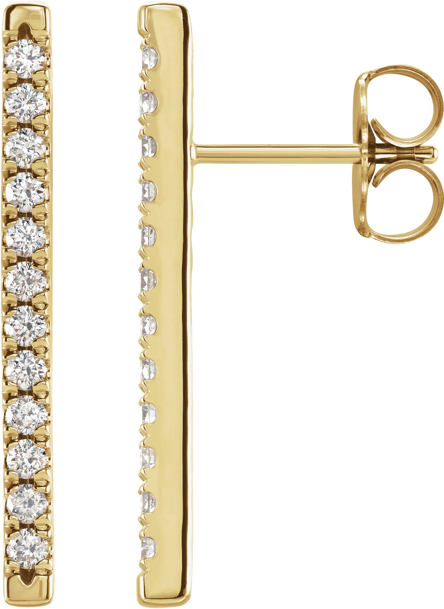 14K Rose 1/3 CTW Natural Diamond French-Set Bar Earrings