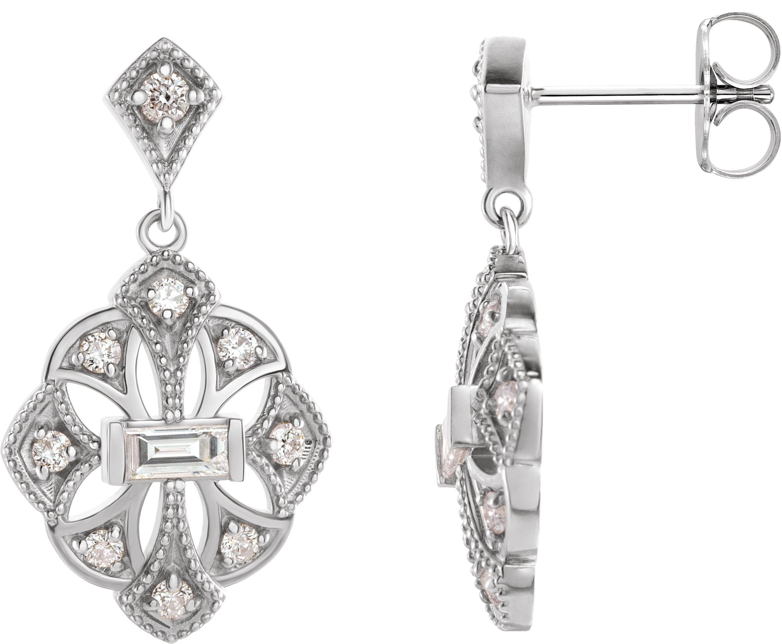 14K Rose 3/8 CTW Natural Diamond Vintage-Inspired Earrings