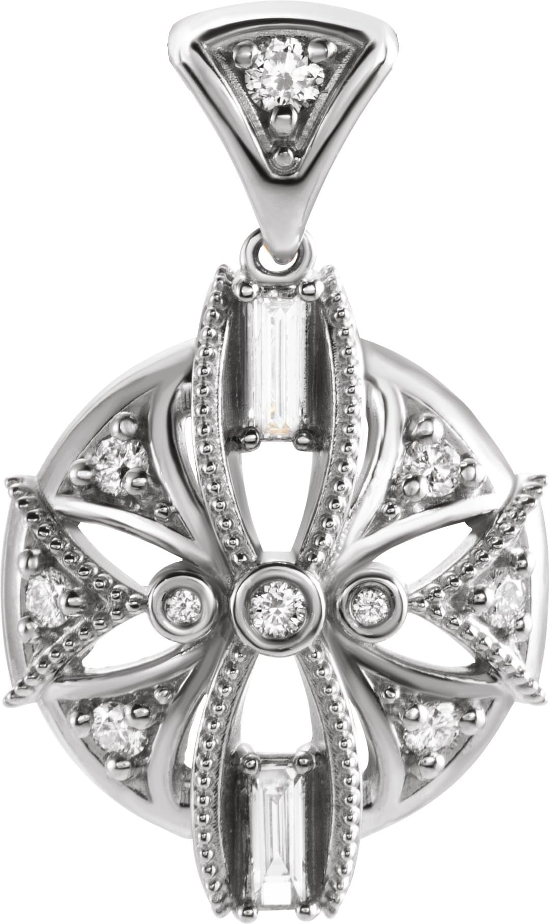14K White 1/4 CTW Natural Diamond Vintage-Inspired Pendant