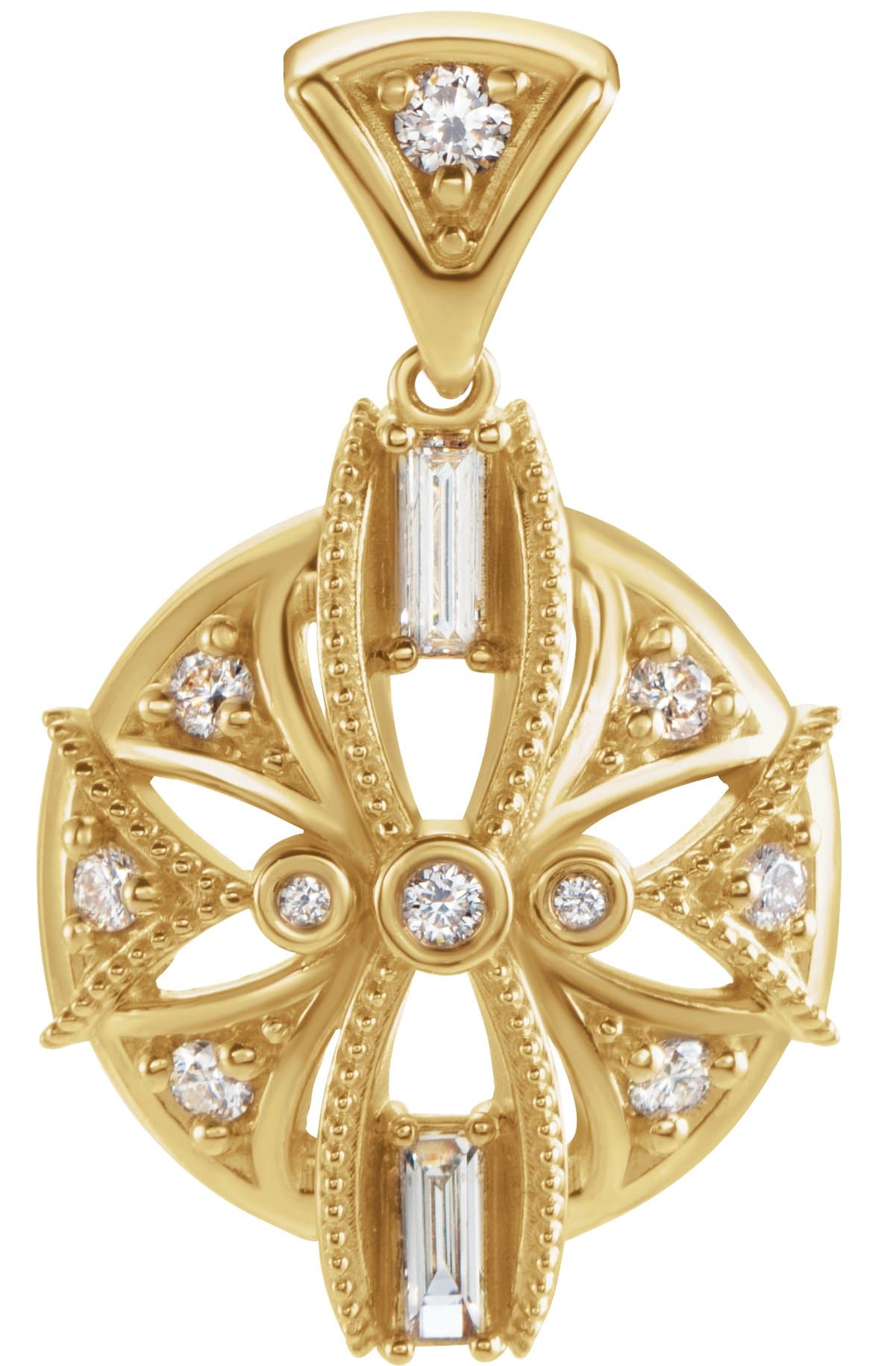 14K White 1/4 CTW Natural Diamond Vintage-Inspired Pendant