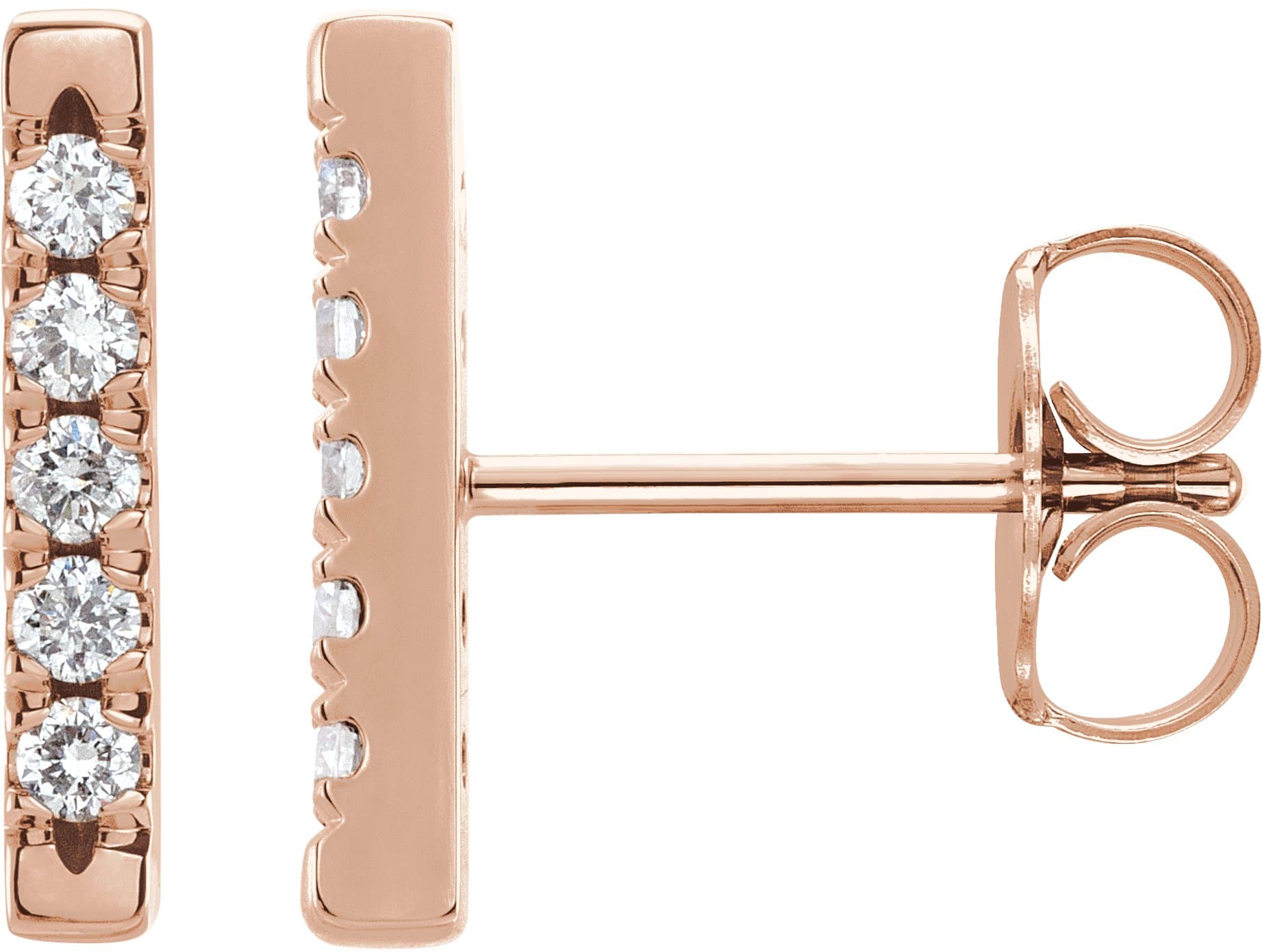 14K Rose 1/3 CTW Natural Diamond French-Set Bar Earrings
