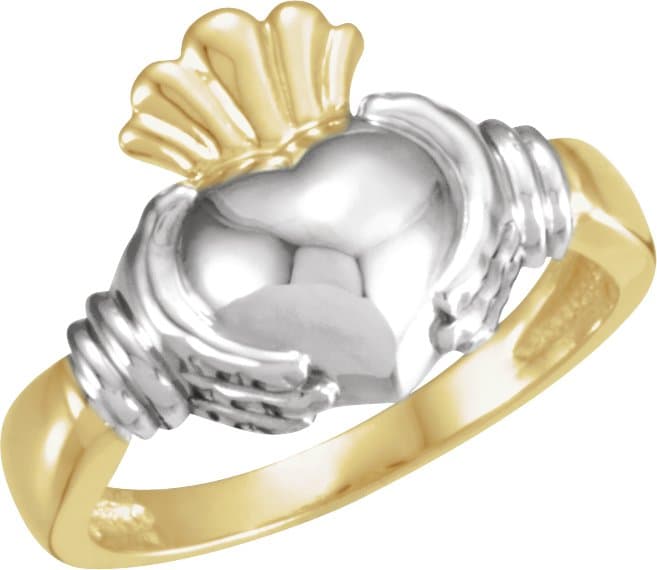 10K White Ladies Claddagh Band Size 7