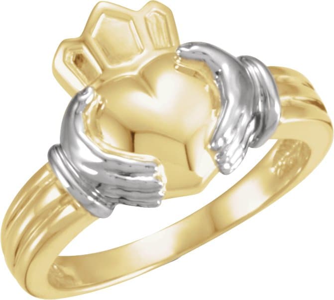 10K White/Rose Claddagh Band