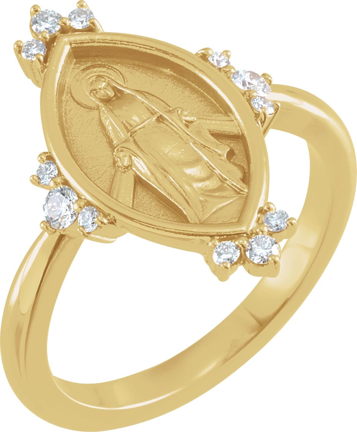 14K Rose 1/5 CTW Natural Diamond Miraculous Medal Ring