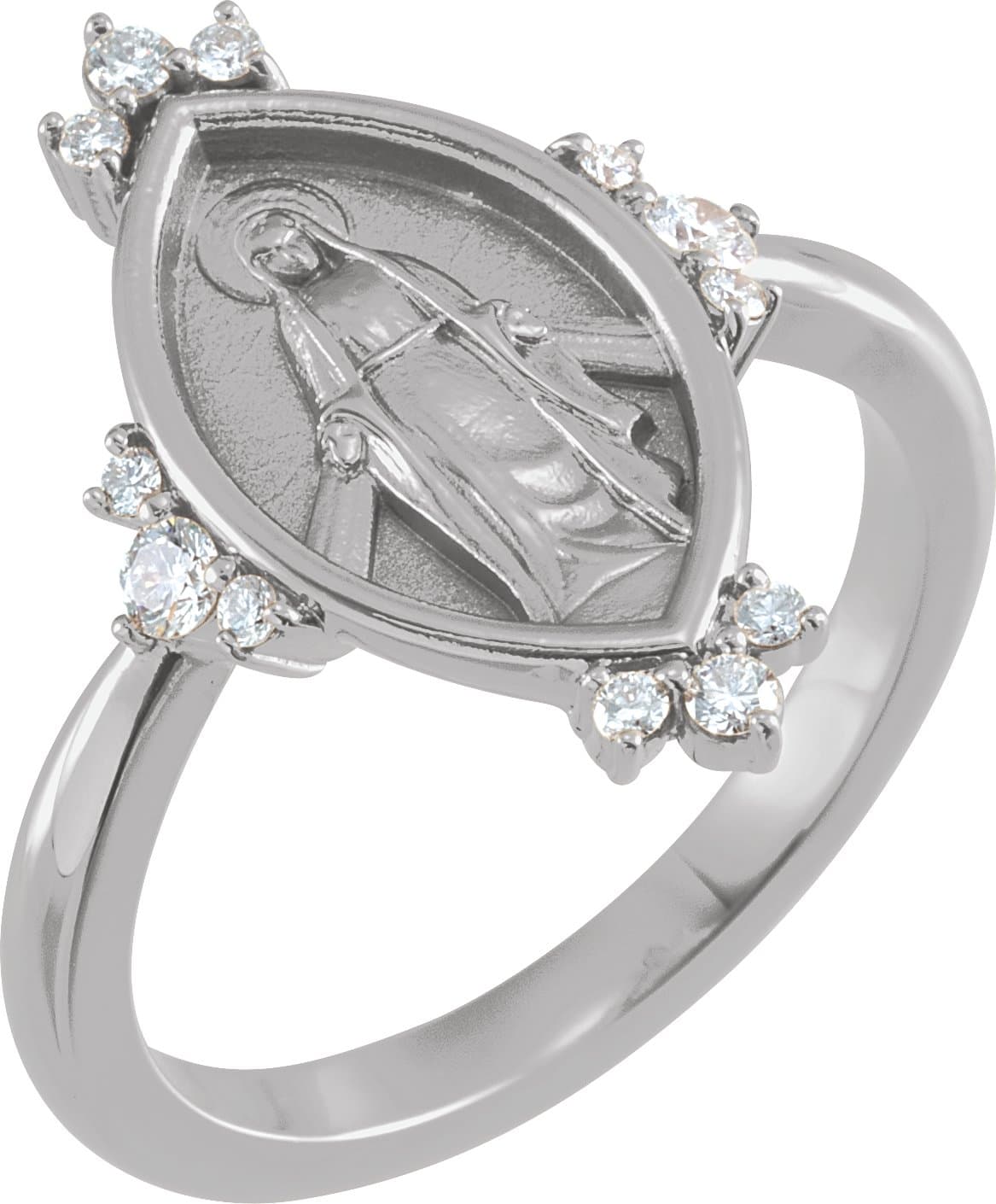 14K Rose 1/5 CTW Natural Diamond Miraculous Medal Ring