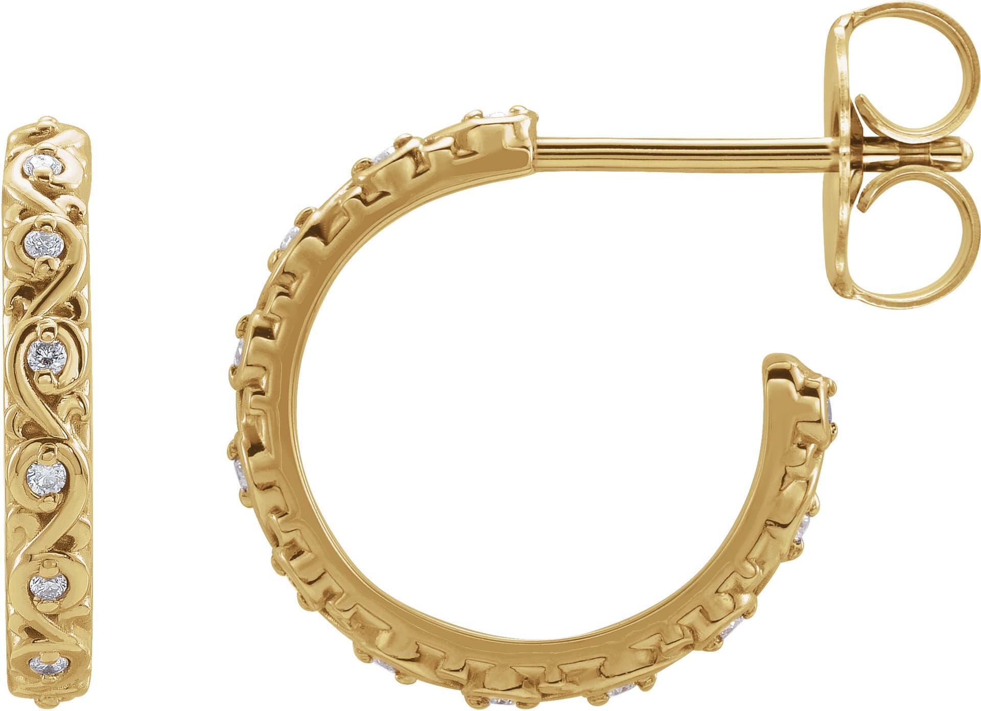 14K Rose .06 CTW Natural Diamond Sculptural Hoop Earrings