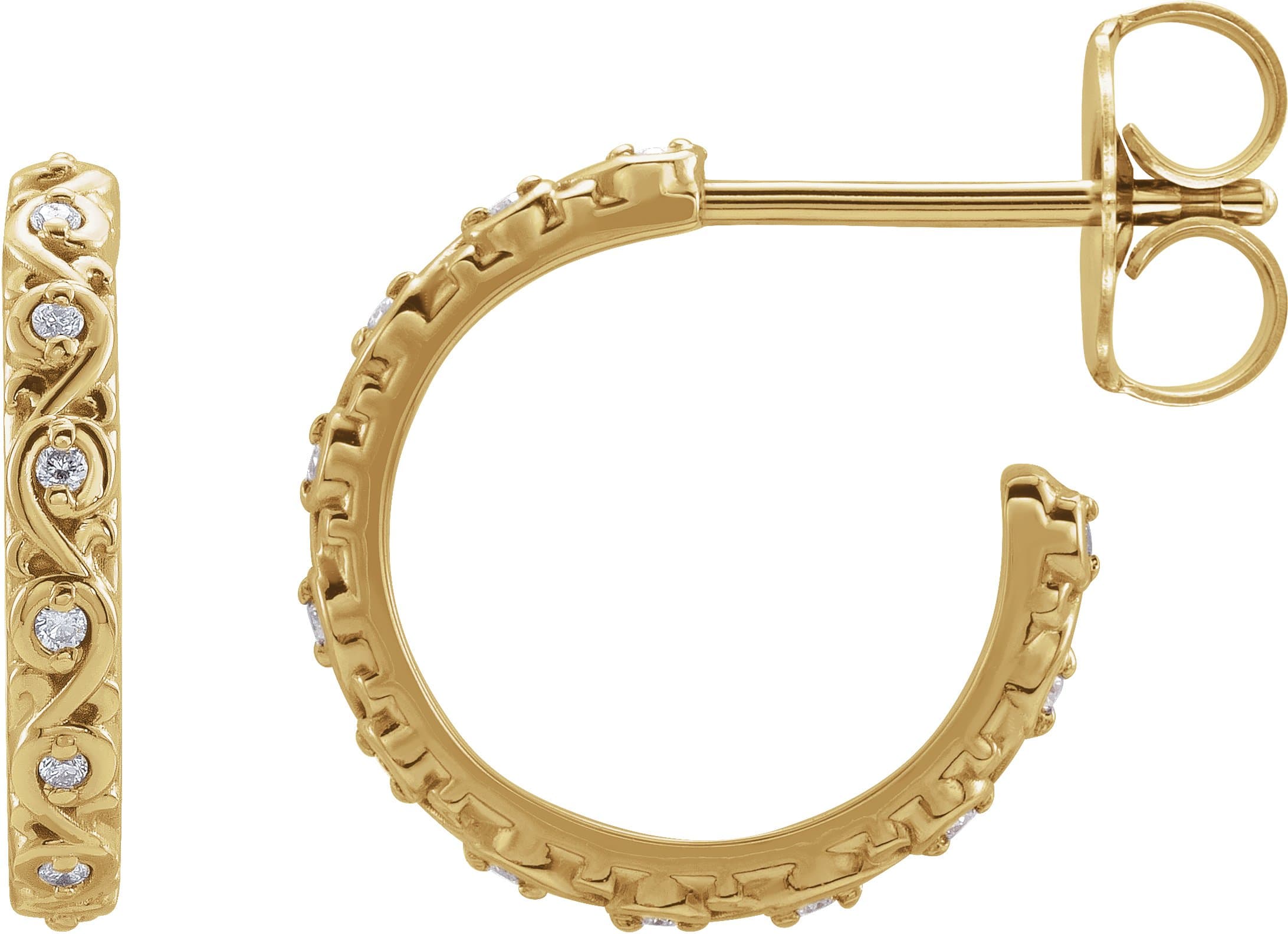 14K Rose .06 CTW Natural Diamond Sculptural Hoop Earrings