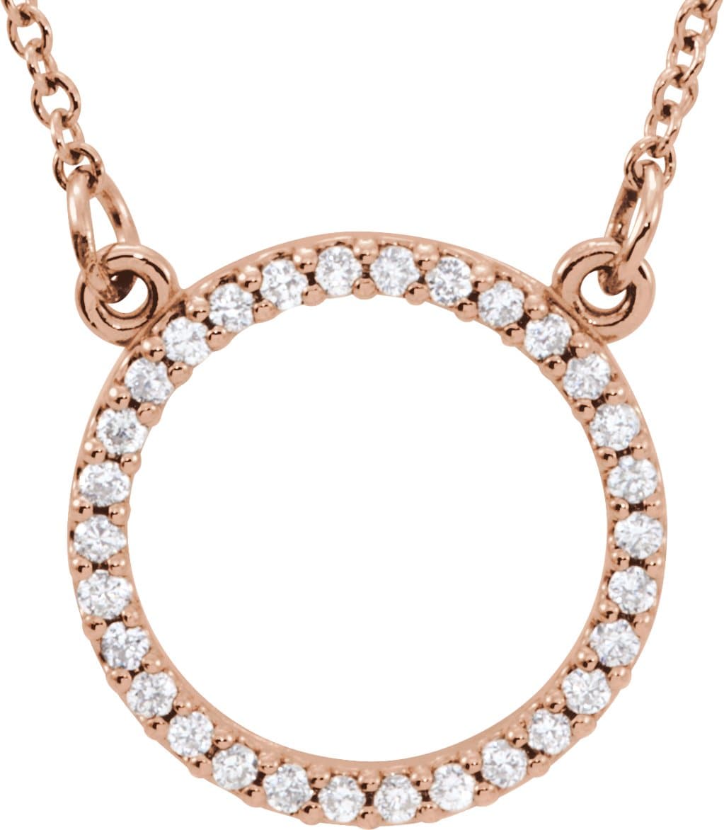 14K Rose 1/5 CTW Lab-Grown Diamond Circle 16 Necklace