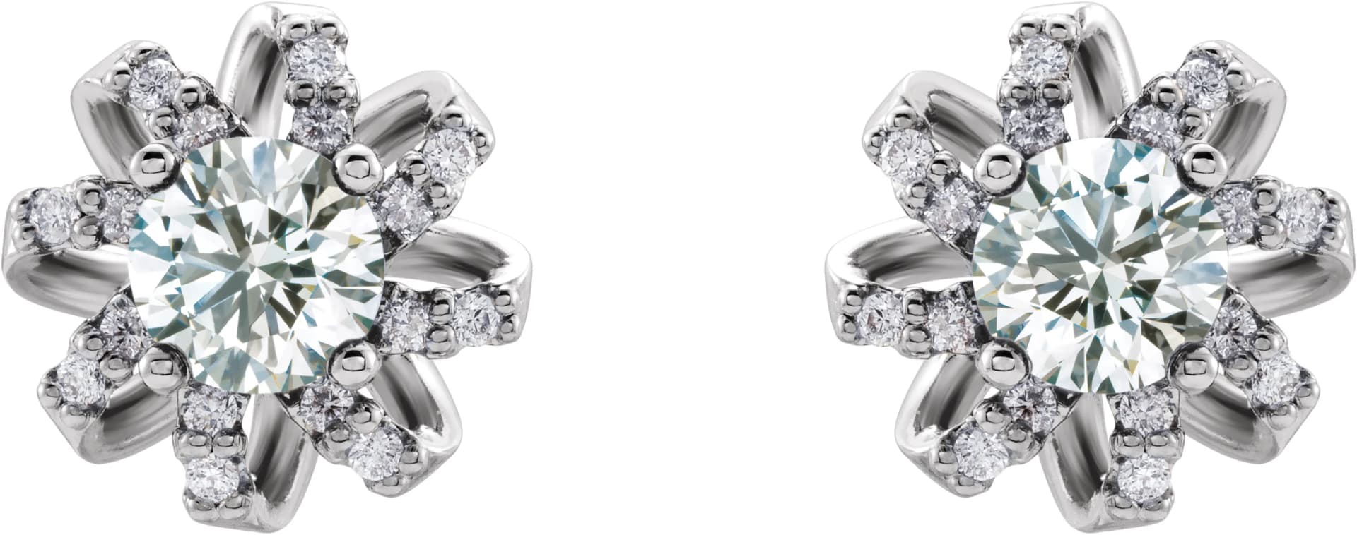 Round 4-Prong Halo-Style Twist Earrings — view 3
