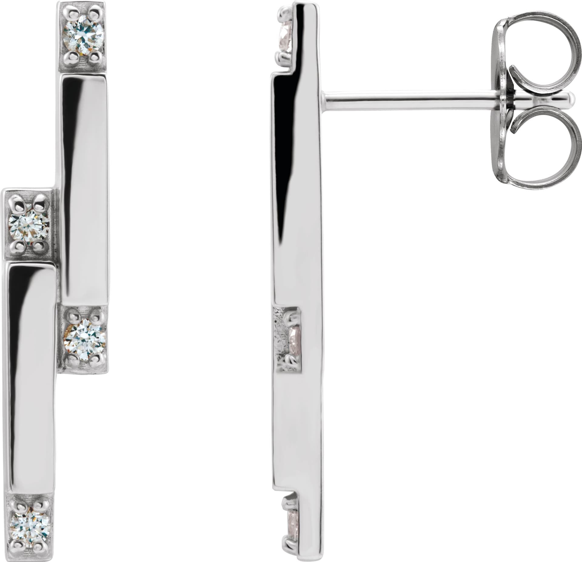 14K Yellow 1/10 CTW Natural Diamond Bar Earrings