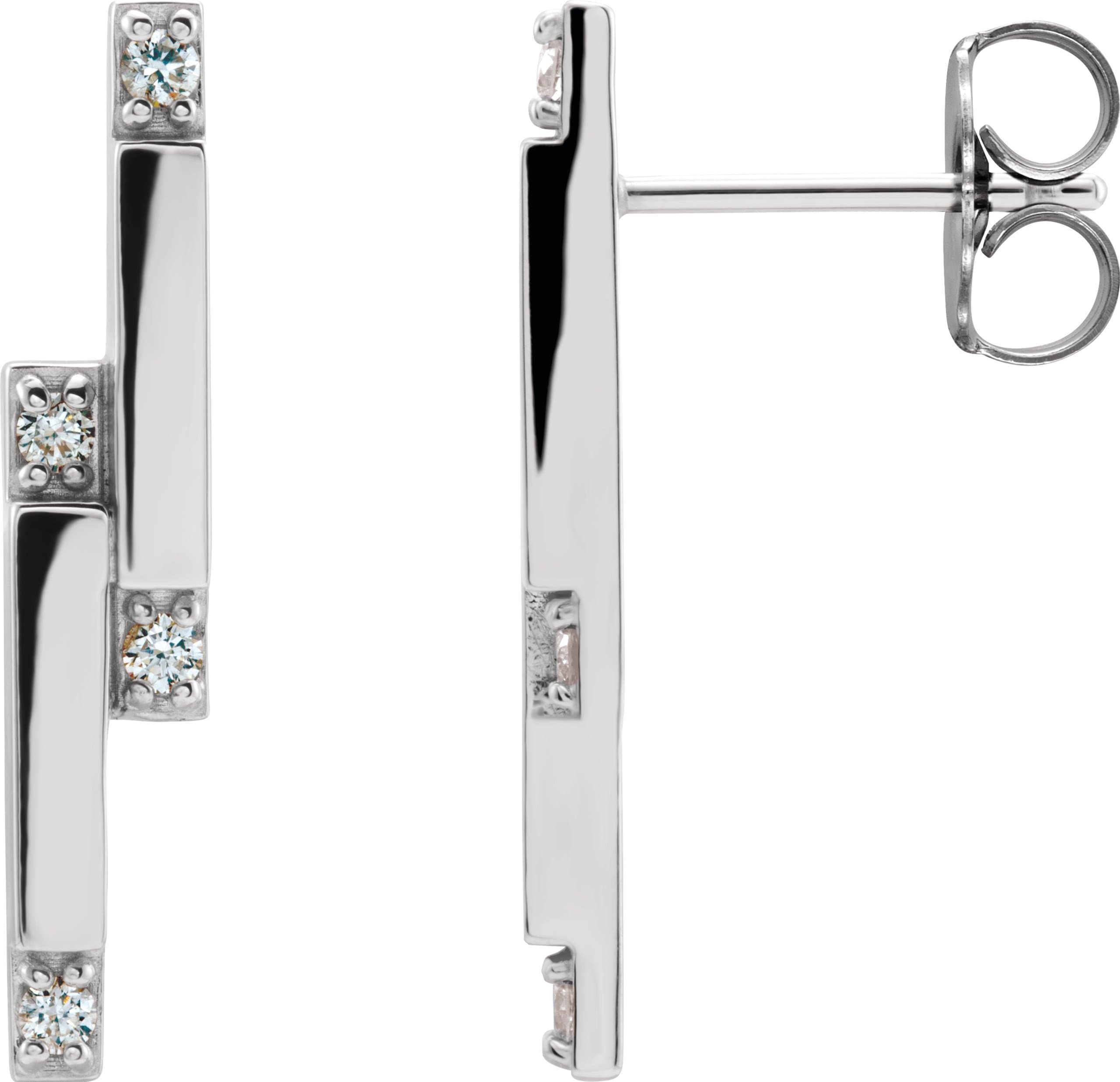 14K Yellow 1/10 CTW Natural Diamond Bar Earrings