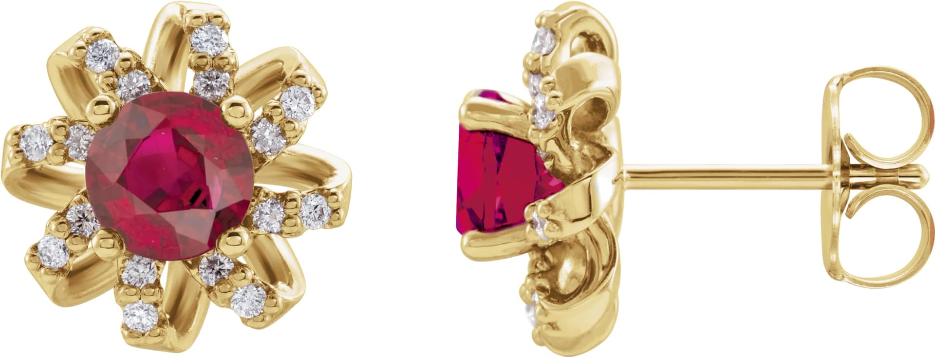 Round 4-Prong Halo-Style Twist Earrings