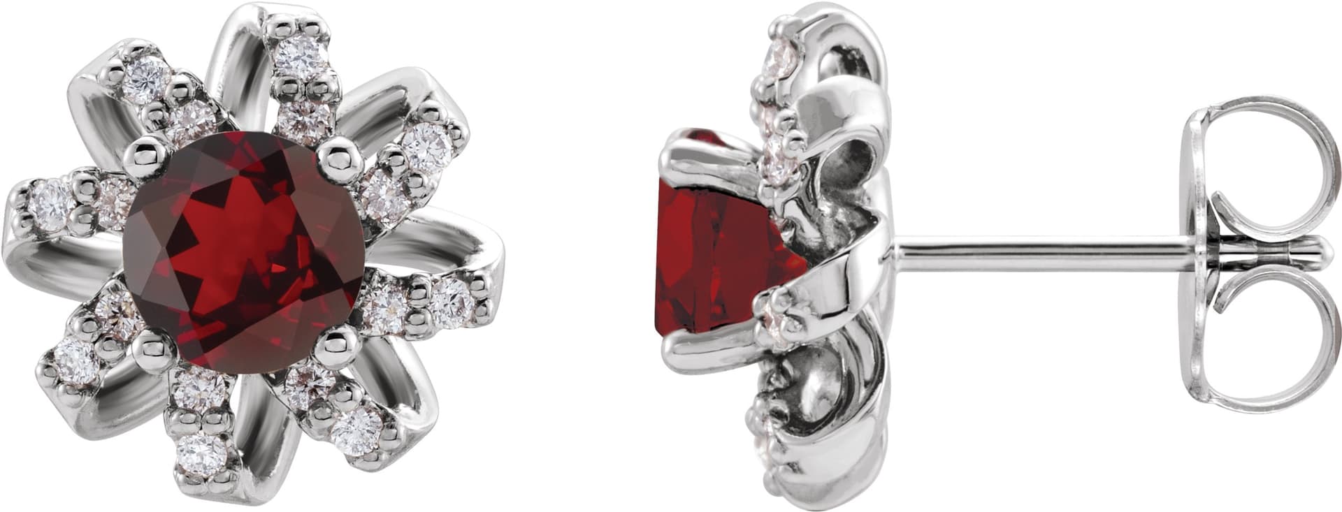 14K Rose Lab-Grown Alexandrite & 1/6 CTW Natural Diamond Halo-Style Earrings