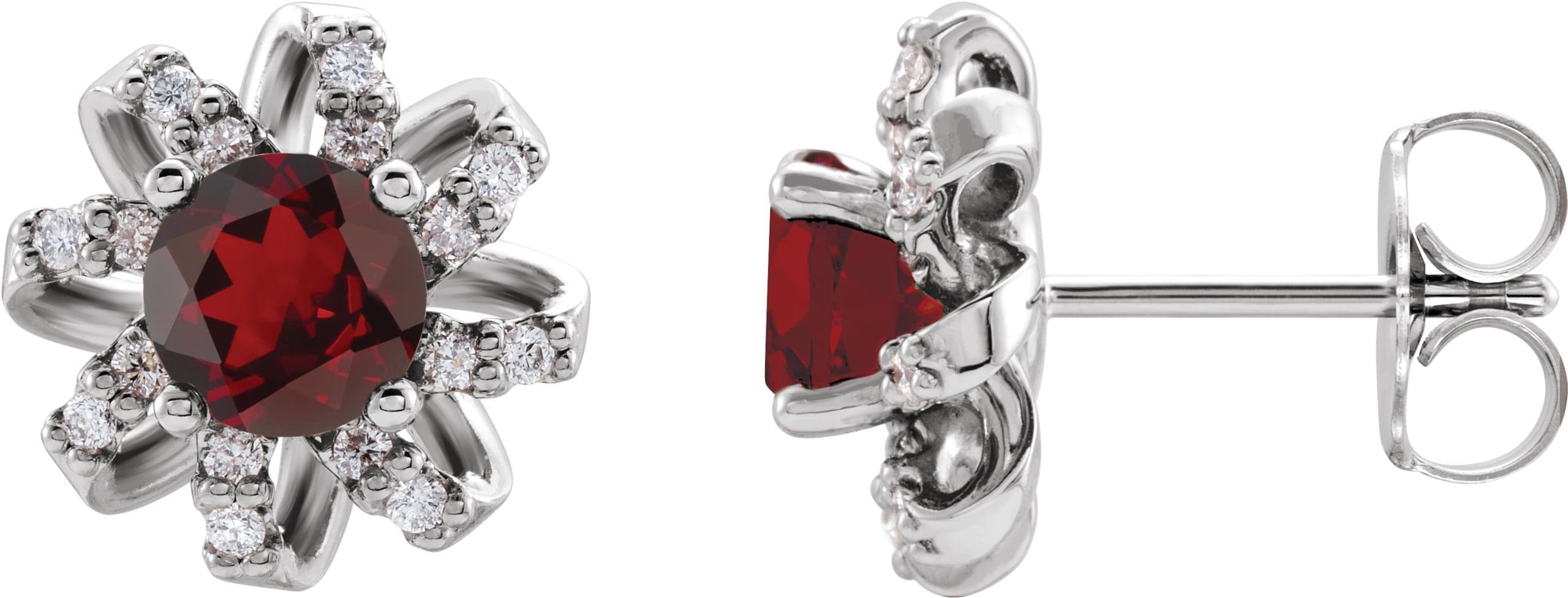 14K Rose Lab-Grown Alexandrite & 1/6 CTW Natural Diamond Halo-Style Earrings