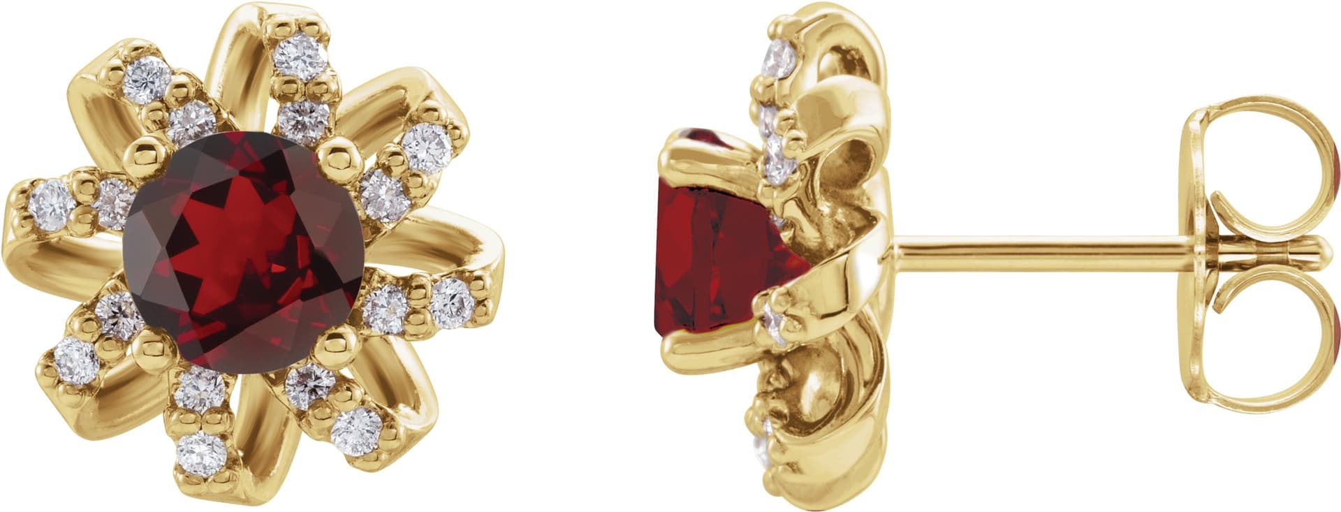 14K Rose Lab-Grown Alexandrite & 1/6 CTW Natural Diamond Halo-Style Earrings