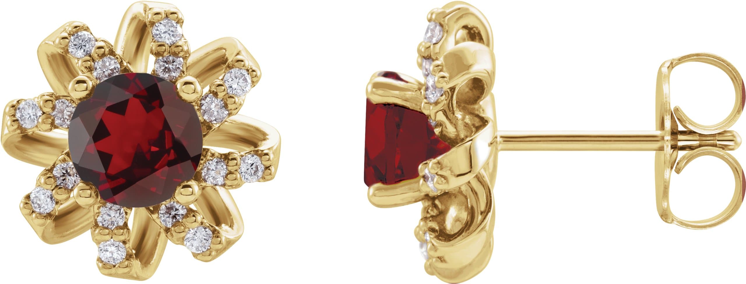 14K Rose Lab-Grown Alexandrite & 1/6 CTW Natural Diamond Halo-Style Earrings