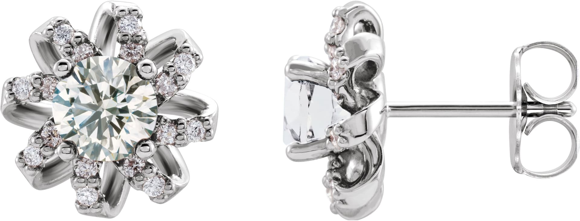 14K Rose Gold 1 CTW Natural Diamond Halo-Style Earrings