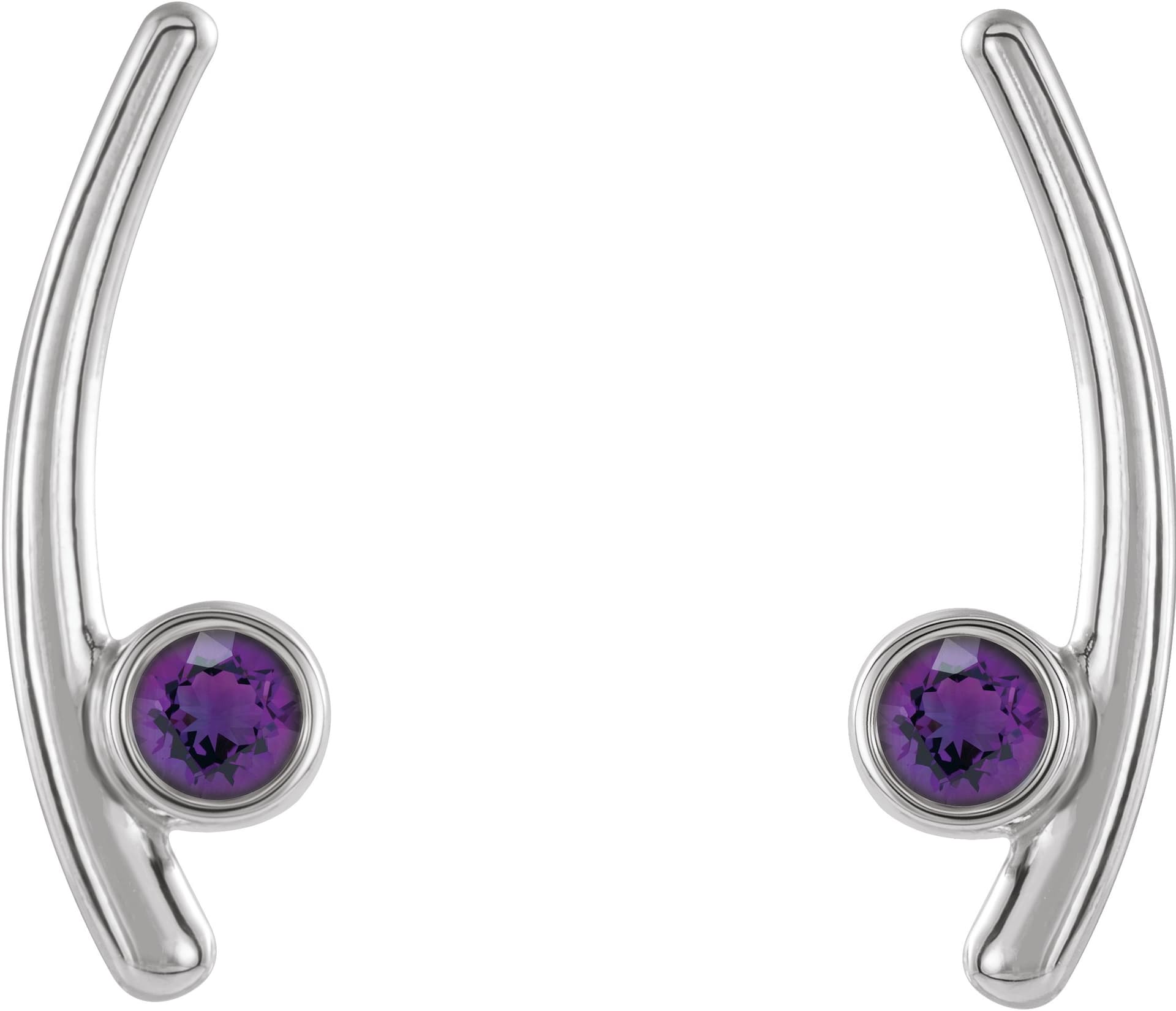 Sterling Silver Natural Amethyst Ear Climbers