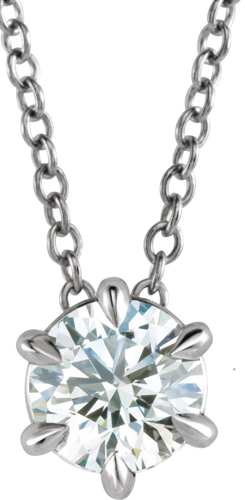 14K White Gold 1/4 CT Natural Diamond Solitaire 16-18" Necklace
